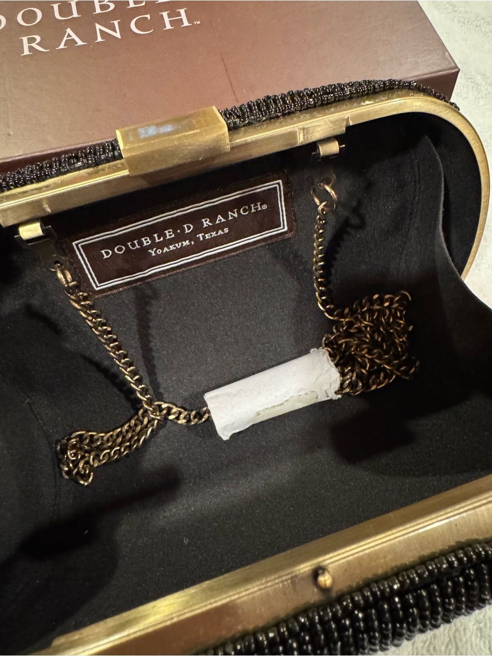 Double D Ranch Black Beaded Roadrunner Evening Clutch with Shoulder Strap - Picture 4 of 10